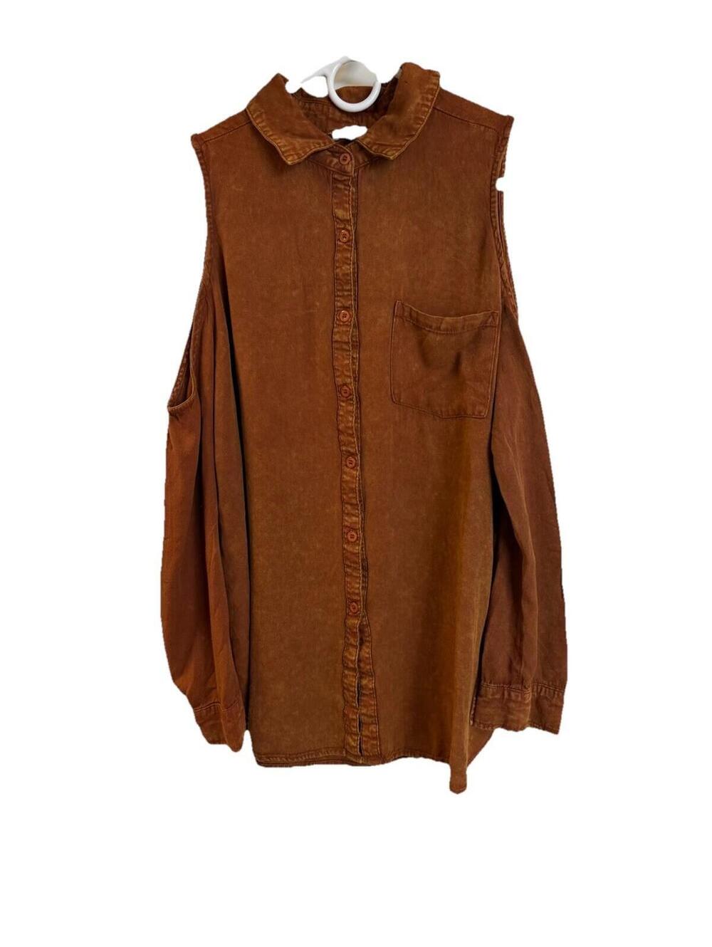 Kori America Cold Shoulder Rust Colored Button Up Size Large